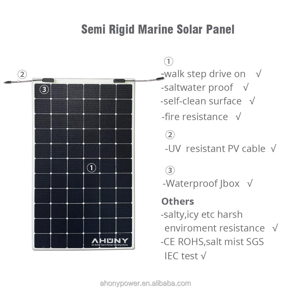 Walkable 200 Watt Sunpower Flexible Solar Panel For Boat Marina Yacht RV Camping