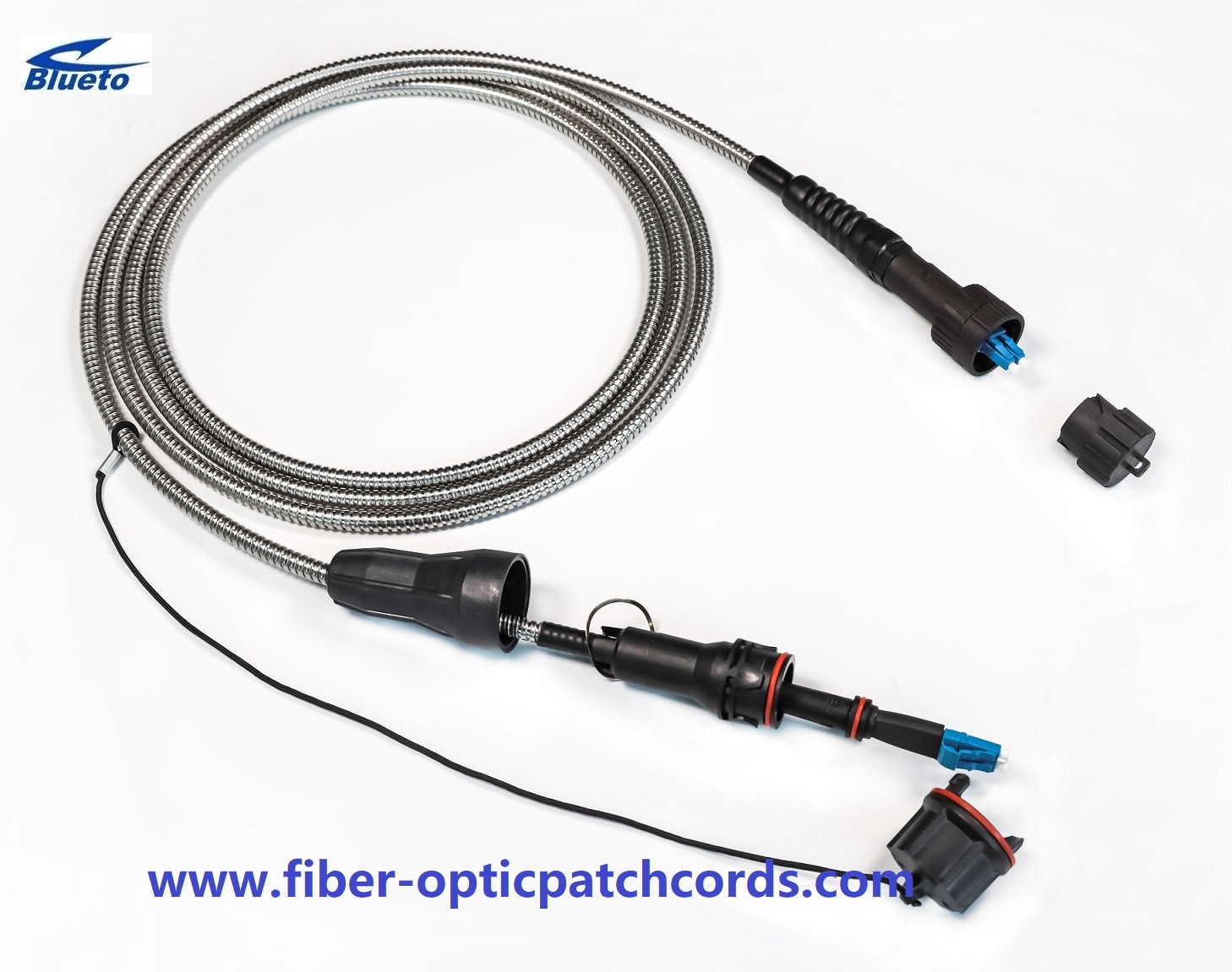 Waterproof FTTA Fiber Optic Patch Cord Armored Fullaxs To ODVA LC 2 core