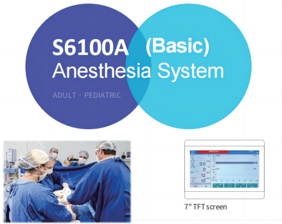 S6100A Basic General Anesthesia Ventilator Machine 7" TFT LCD Screen