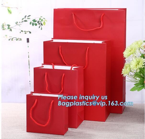 Luxury paper bags with handles Different Sizes,250gsm art paper shopping carrier bag custom printing with handle rope