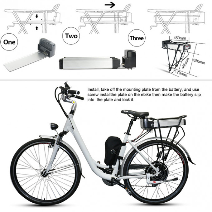 Lightweight 36 Volt Lithium Ebike Battery Rainproof DC2.1 Charging