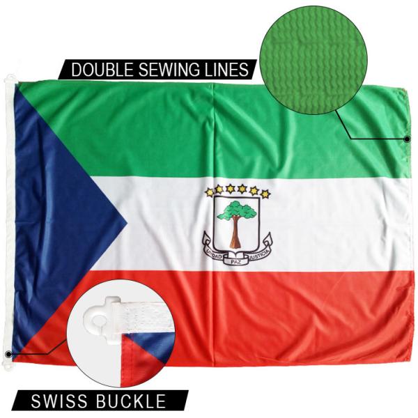 3x5' Equatorial Guinea Flag African Country Knitted Polyester Rope and swiss