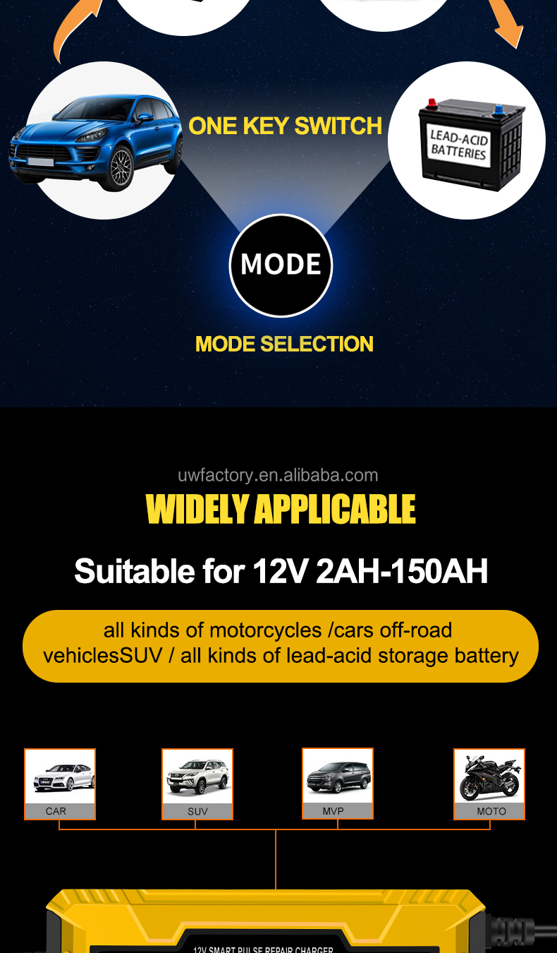 CAR CHARGER Intelligent Maintenance Battery Charger for AGM and GEL Batteries 12V/24V Output