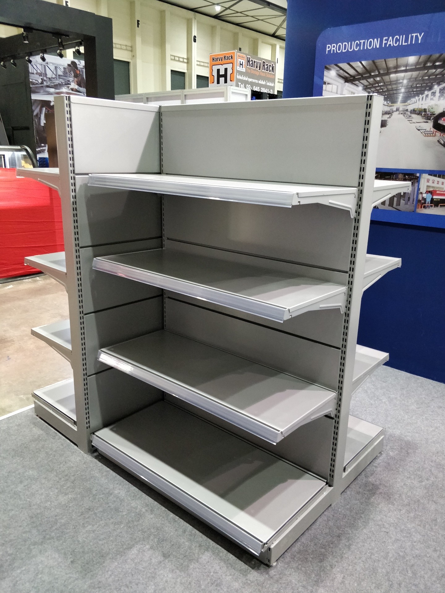 Single / Double Side Supermarket Metal Shelves With Strong Construction
