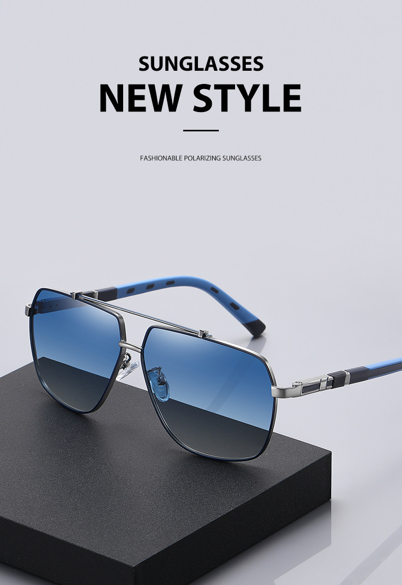 Two Color Metal Frame Sunglasses Large UV400 Protection Anti Glare