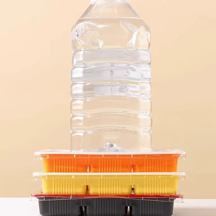Supermarket Disposable Dumpling Tray Takeaway Pressure Resistance With Lid