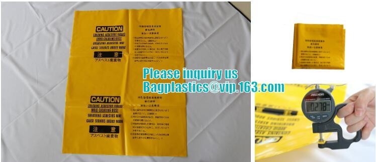 Hazardous Waste Yellow Plastic Bag Asbestos Garbage Bag,large size thicker LDPE asbestos remove bags,asbestos garbage ba
