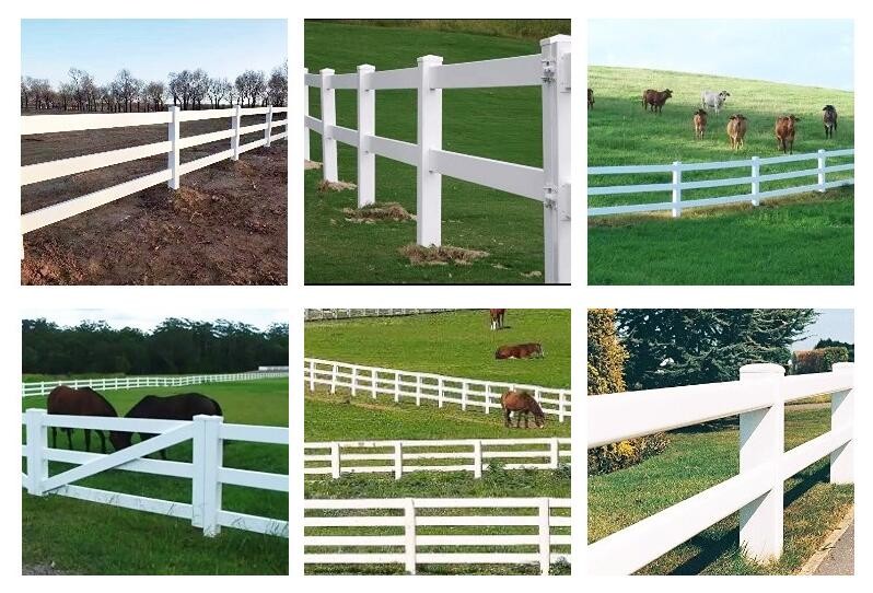 Uv Proof White Color Plastic PVC Vinyl Rail Fence Garden Fence Panels 3 rail