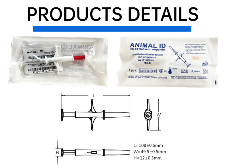 RFID Animal Id Microchip Glass Tag FDX - B 134.2KHz ISO11784 / 11785 1.4*8 Mm Injectable Transponders