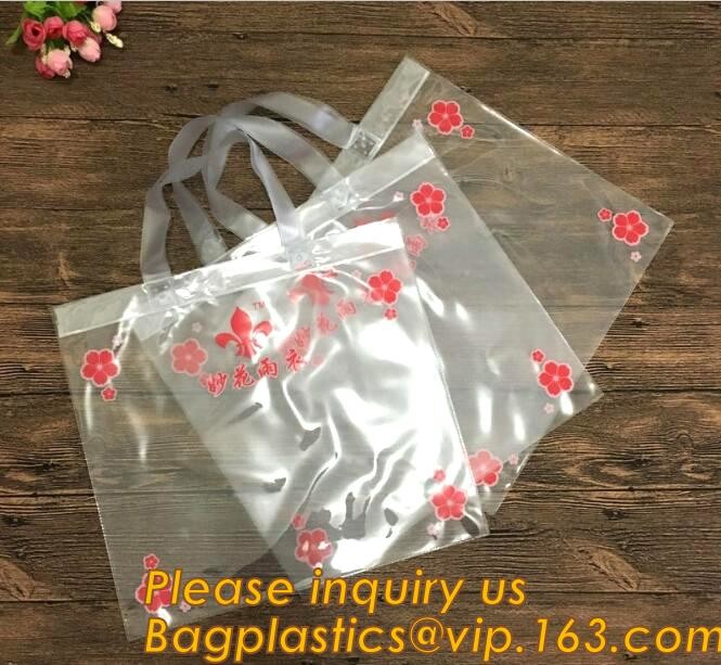 Factory Custom made Environmental PVC clear packaging toy storage handle bag,plastic tote packaging bag with handles fro