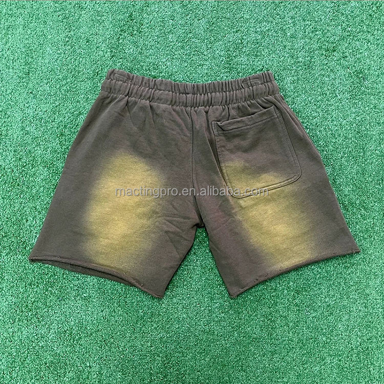 Vintage Sun Faded Acid Wash Custom French Terry Sweat Shorts with Drawstring Closure