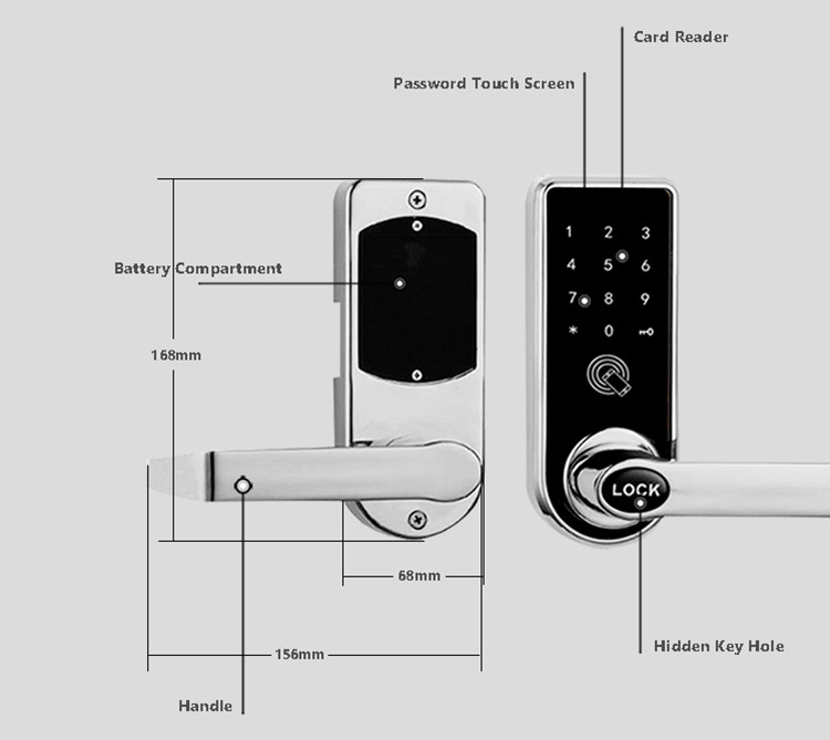 Apartment Digital Front Door Lock , Bluetooth Electronic Keyless Door Locks