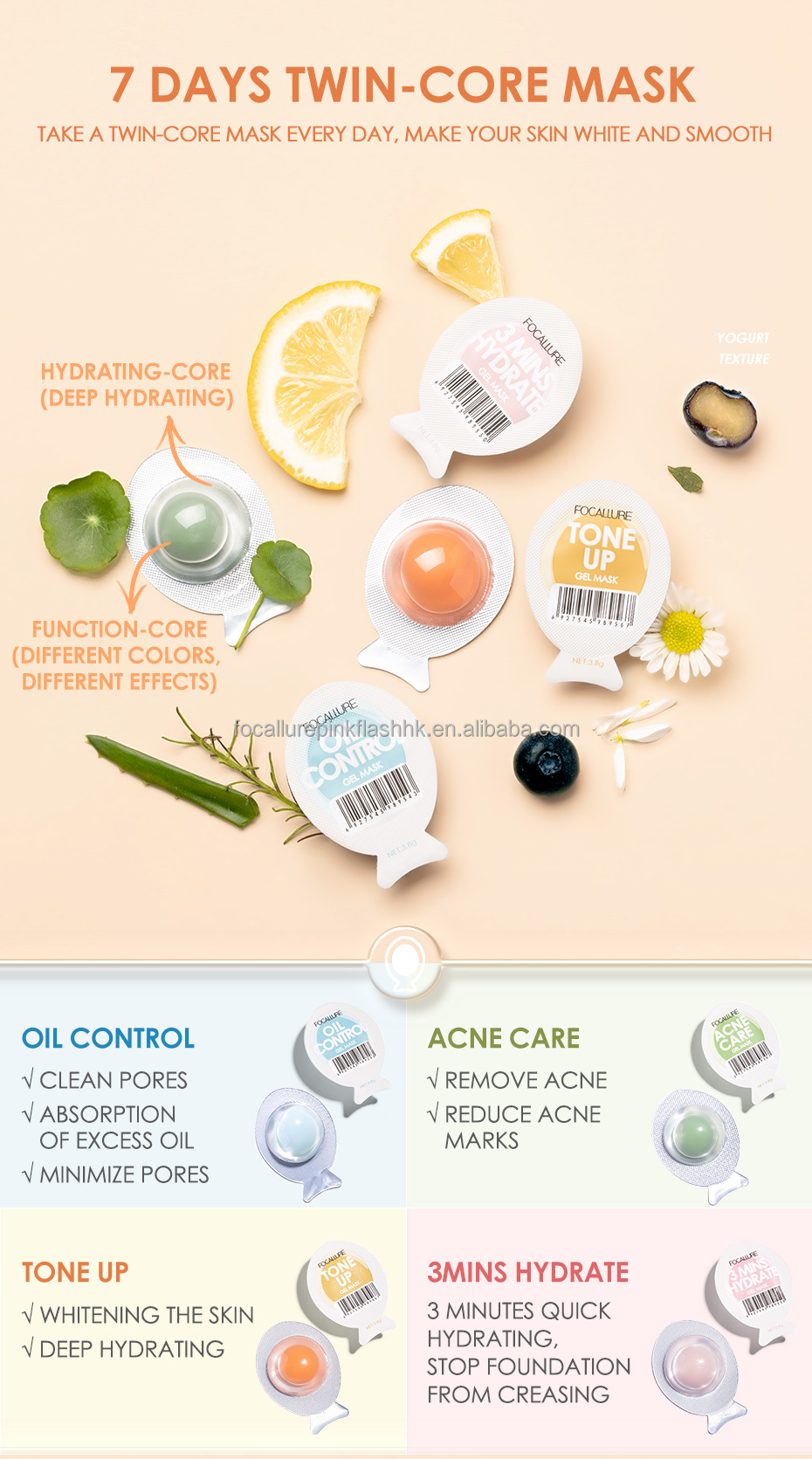 Focallure FA-SC04 Egg Face Mask Skin Care Products Anti Aging Moisturizing Face Beauty Sleep Cream Mask