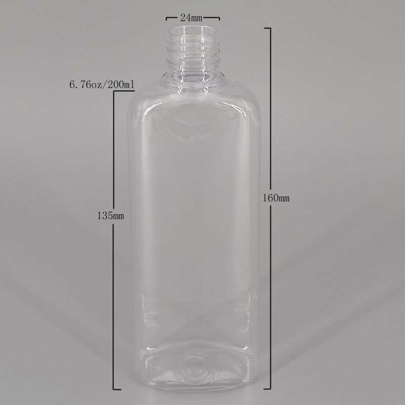 6.76oz 200ml Transparent PET Plastic Mouthwash Disinfectant Bottle