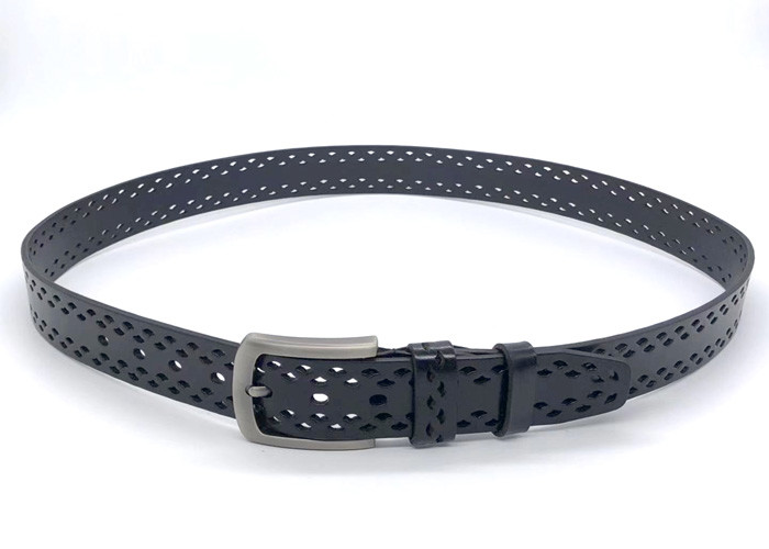 Men Hollow Leather Casual Waist Belt With Pin Buckle