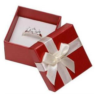 White Ribbon Jewelry Paper Boxes Red Printing Eco Friendly Material For Ring