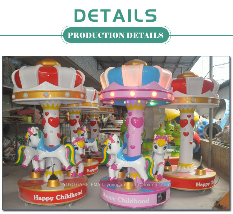 Attractive 3 Seats Mini Fairground Rides Small Carousel Merry Go Round For Shopping Mall