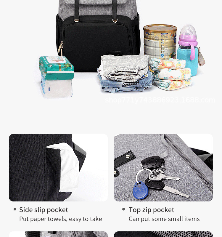 ISO9001 Fashion Mummy Maternity Nappy Diaper Bag Backpack With USB