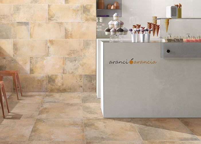 Yellow Accidental Colouring Travertine Porcelain Tile / 32x32 Porcelain Tile
