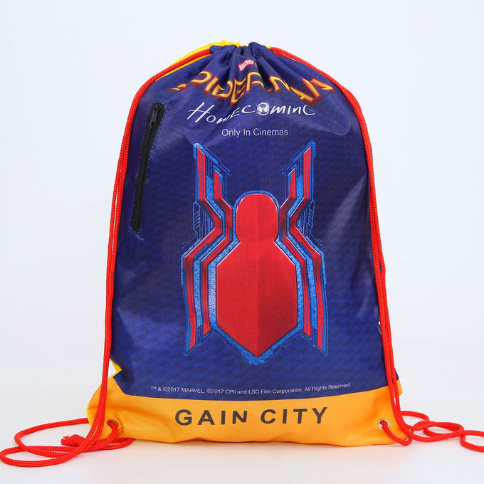 Customized 210D Polyester Drawstring Backpack Bag with Reflective Strip 2