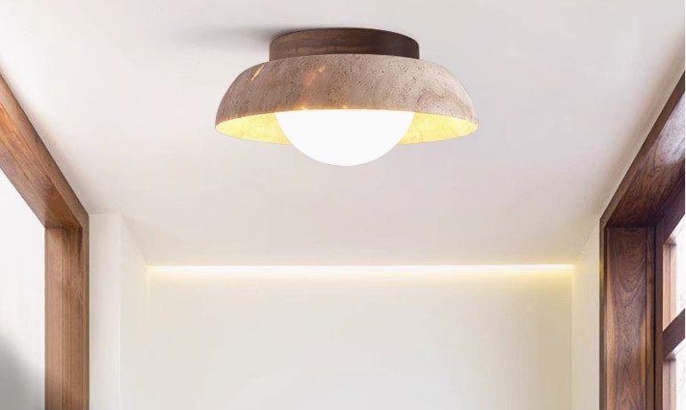 Yellow cave stone ancient style corridor balcony ceiling lamp retro wabi-sabi style cloakroom entrance hallway small lamp