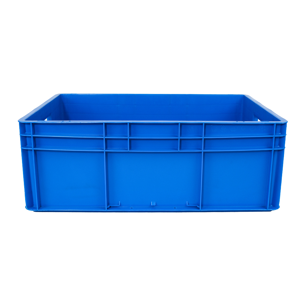 Transportation Stackable Plastic Storage Crate with Attached Lid and Customized Logo