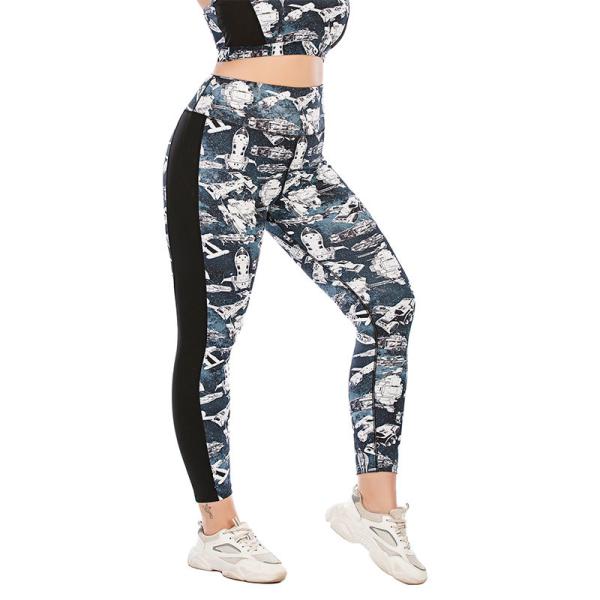 Oversized Patterned Yoga Pants Customized Hip Lifting Sports Leggings For Fat