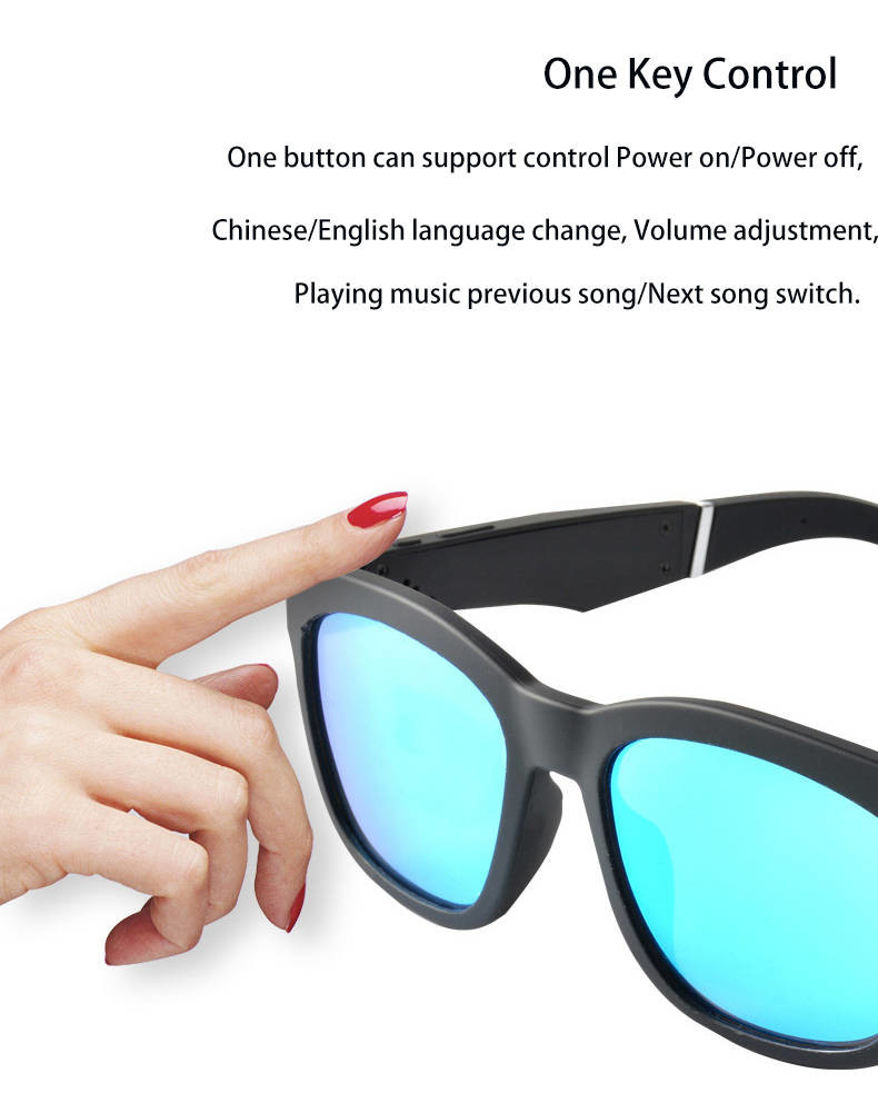 Outdoor Wearable Wireless Bluetooth Sunglasses DSP Passive Noise Reduction