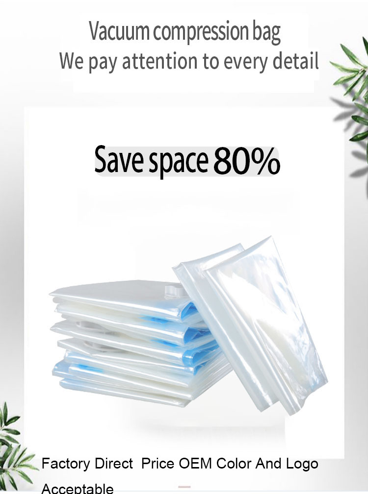 PE Plastic Vacuum Compression Bag for Quilts Clothes and Travel Spot Air Suction Valve