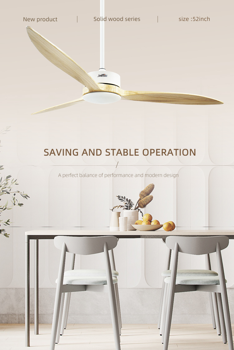 Modern Style 1stshine Ceiling Fan with Remote Control and Natural Wind Solid Wood Blades