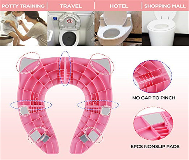 Travel Foldable Baby Toilet Seat Lovely Plastic , Lightweight Baby Potty Toilet Seat