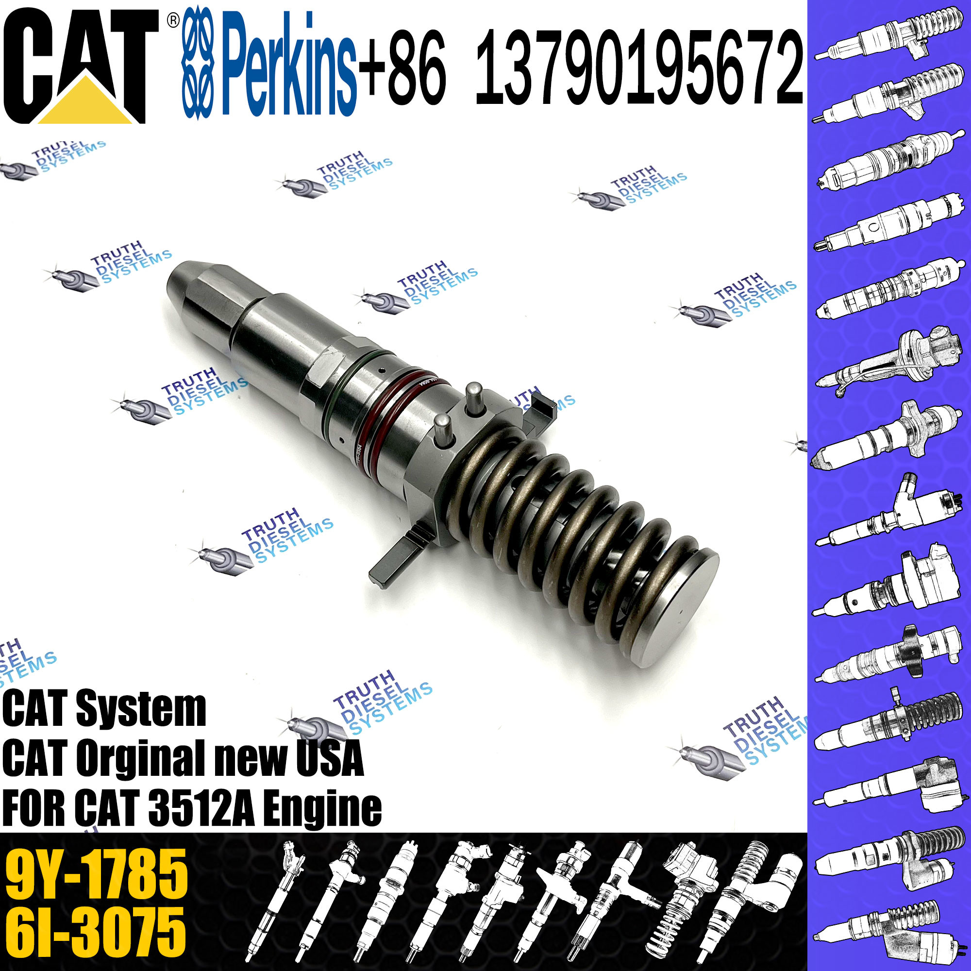 Fuel Injectors 7E-3383 7C-9576 9Y-1785 7C-4184 10R3053 9Y-0052 61-4357 0R-1759 For Caterpillar
