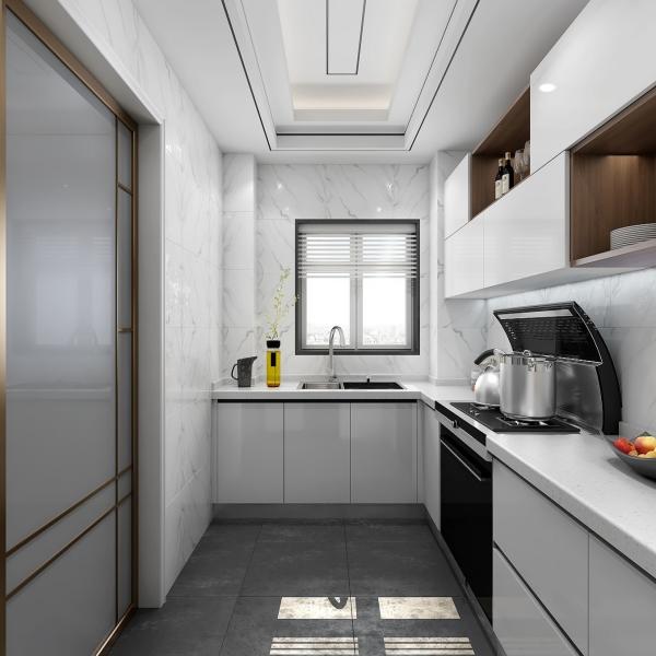 Gray Laminate Kitchen Cabinet Interiors Custom Veneer Color for Apartment