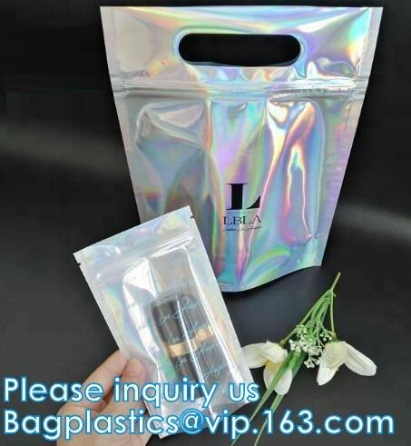 Bagease Multiple Use Candy Pack Holographic Clear Front Packaging Zipper Bag