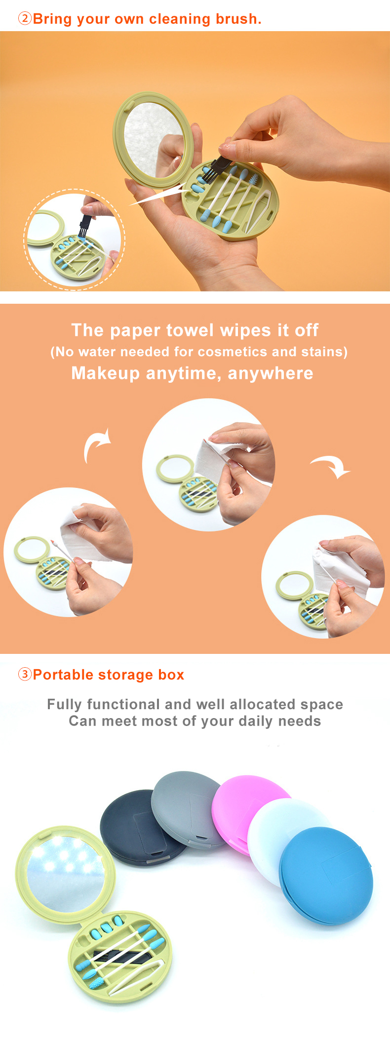 90g Silicone Houseware Silicone Cotton Swab Collection Box Set