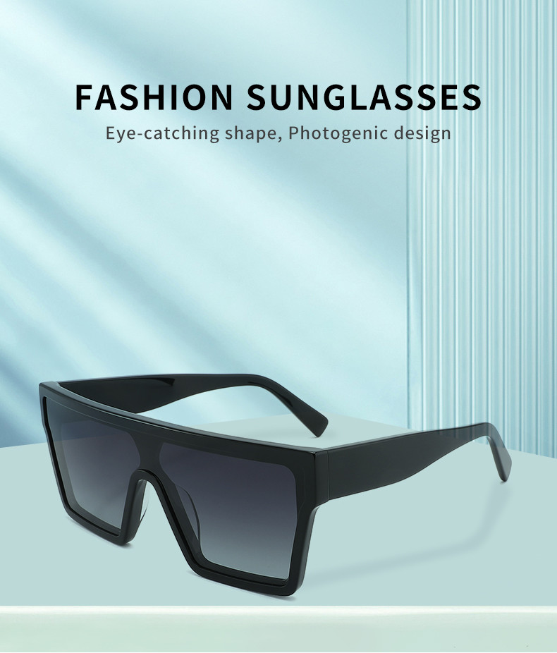 Flat Top Large Frame Sunglasses One Piece Uv400 Oversized Square Sunglasses