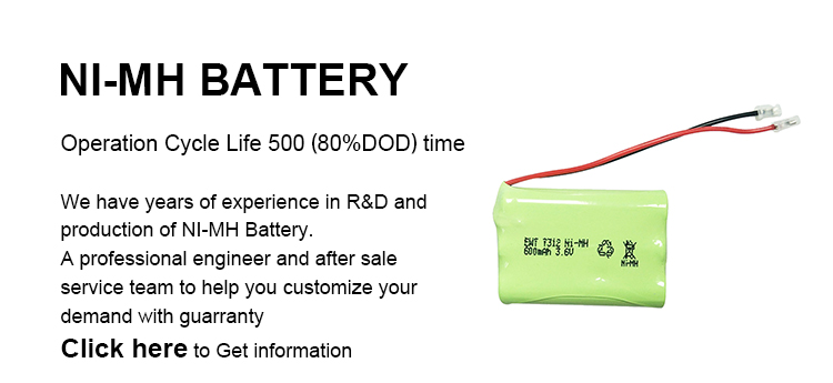 3.6v Nickel Rechargeable Battery 600mah 700mah 800mah Nimh Aaa Battery Pack