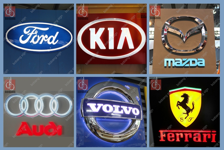 Outdoor waterproof vacuum formed and vacuum coating 3D Acrylic Car Sign / LED light Car Sign for Car Dealer Stores