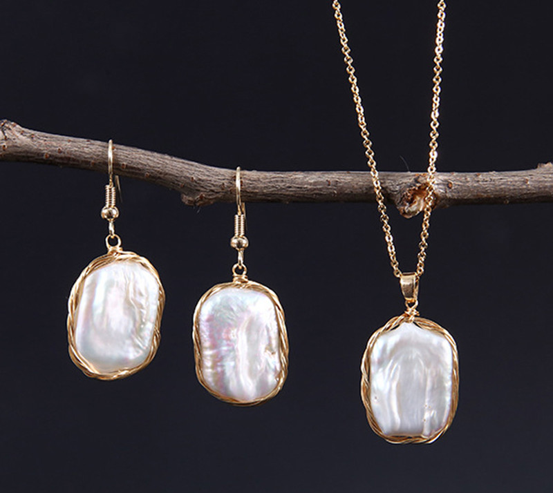 Natural Baroque Pearl necklace Natural Freshwater Baroque Pearl Pendant Necklace for Women Pearl Necklace Jewelry set