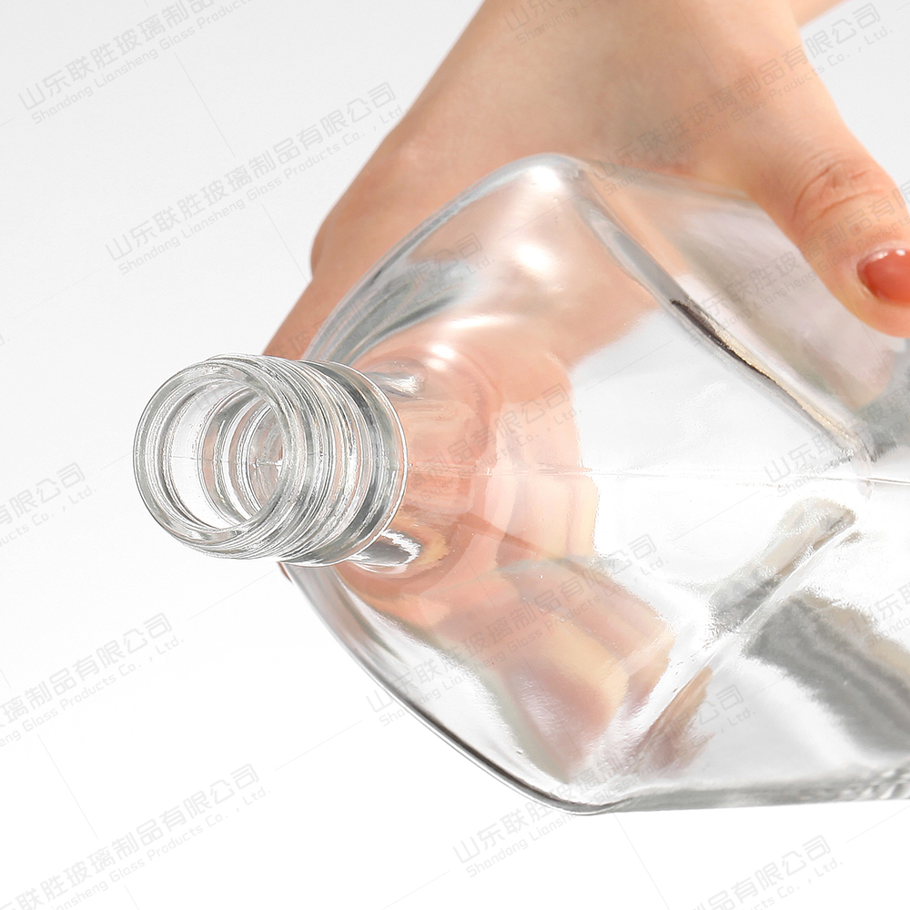 Custom Size Accepted 275ml 350ml 500m Glass Vodka Gin Bottle with Cap Unique Shaped