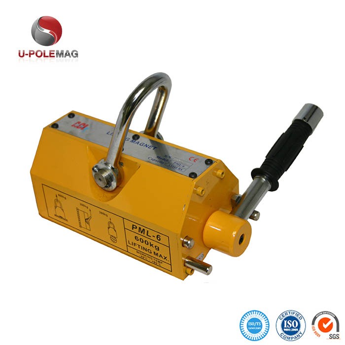 600KG Rated Pull Force Permanent Magnetic Lifter for Construction Works Dead Weight 25KG