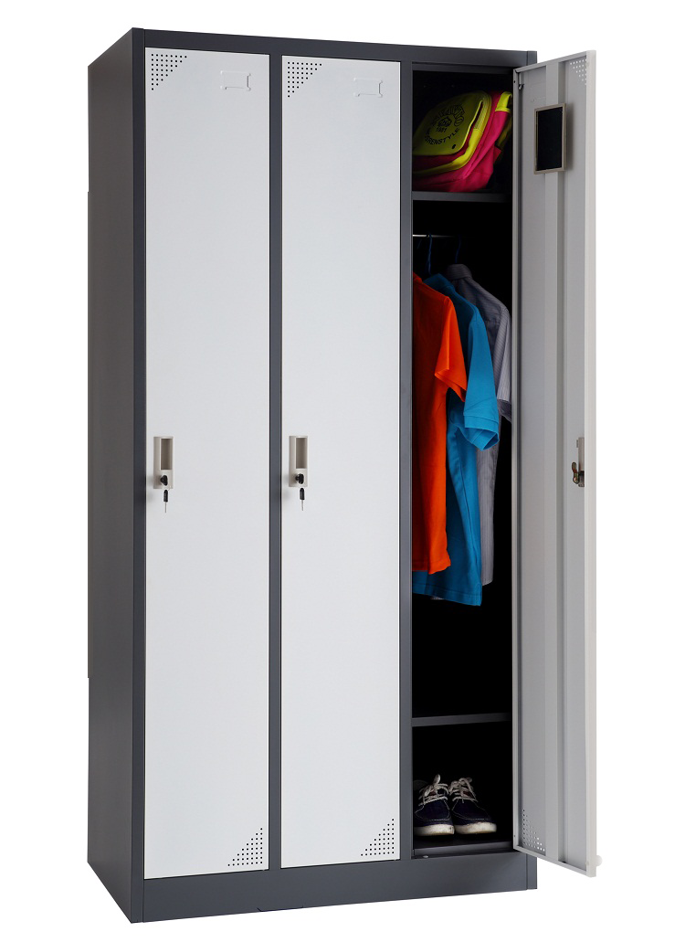 Durable Parcel 3 Doors Wardrobe School Metal Storage Office 3 Doors Metal Locker