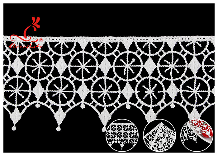 French Venice Guipure Polyester Lace Trims With Schiffli Water Soluble Via SGS