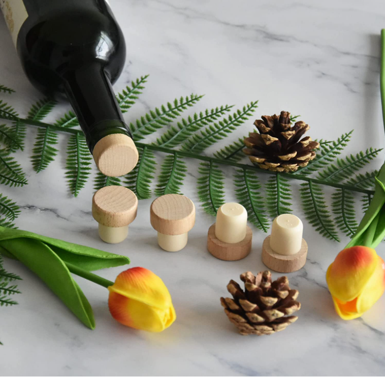 OEM ODM T Type Wooden Top Whisky Liquor Bottle Cap For Wine Glass Bottle