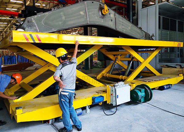Automatic Warehouse Material Handling Scissor Lifting Transfer Carriage Steel Parts Transport Carts