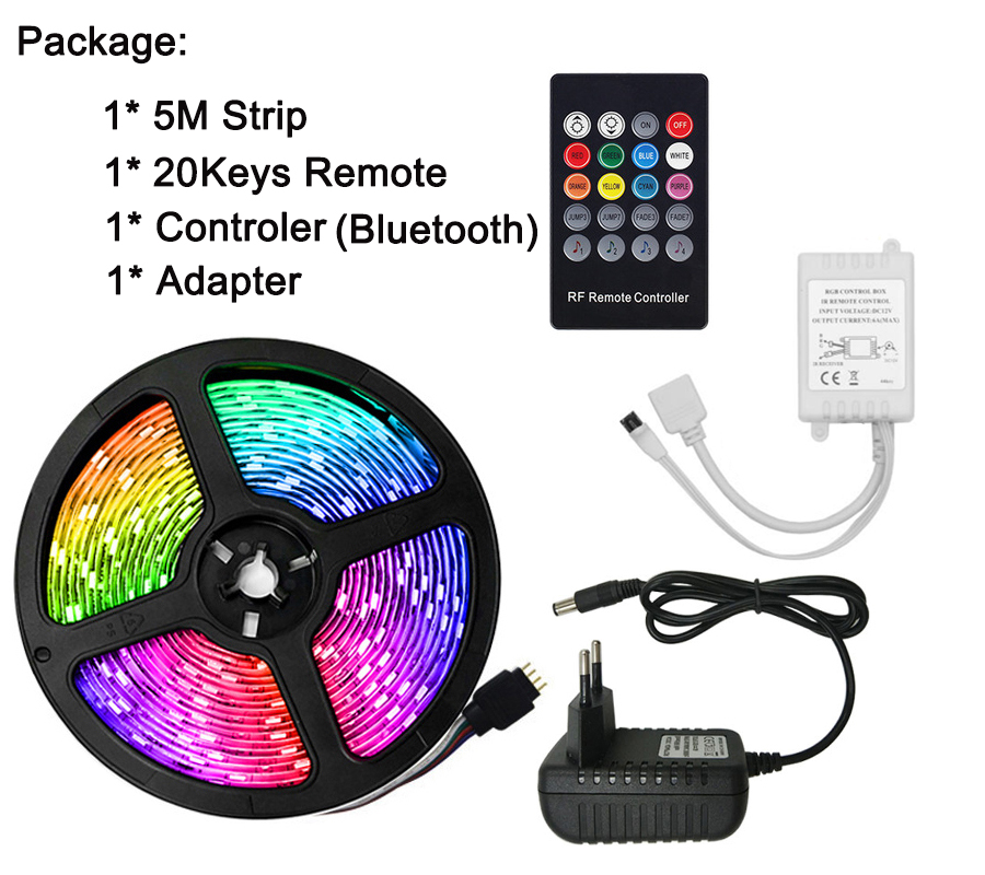 LED Light Strips Bluetooth Controller Flexible RGB 5050 Decoration BackLight Lamp Night light Luminous String For Bedroom