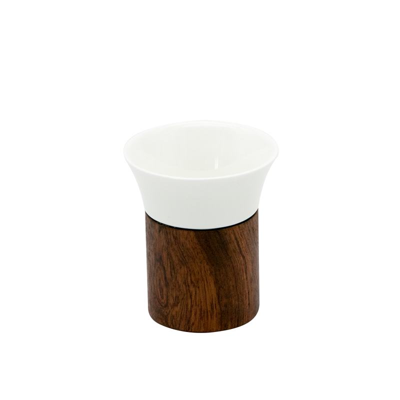 Home Art Crafts Perfume Bottle Lid Wooden Ceramic Cup Base With Wooden Stand