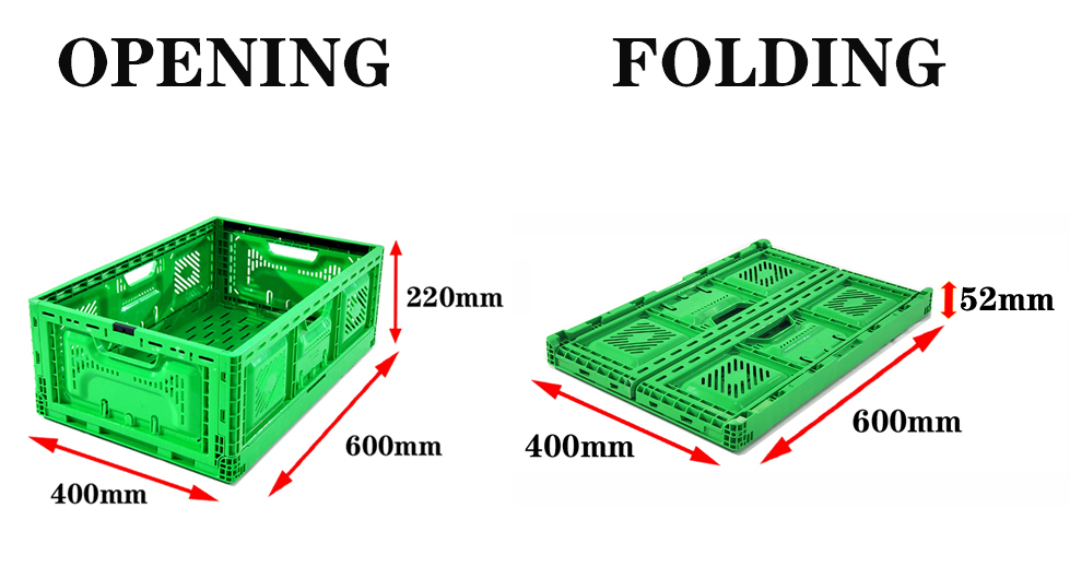 Collapsible Crate for Stackable Vegetable Crates Heavy Duty Folding Moving Box