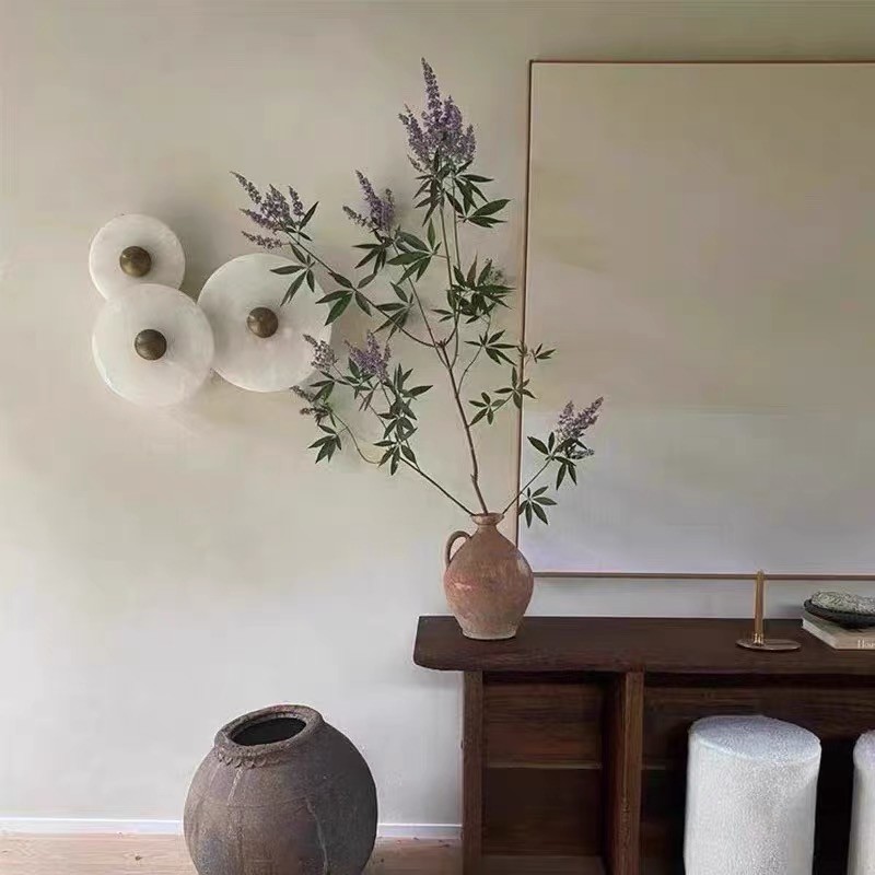Yellow stone white marble led round and long and plating gold wall lamp for project