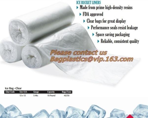 ICE BUCKET LINERS, FDA APPROVED, CLEAR BAG FOR GREAT DISPLAY, HEAVY DUTY, TUFF